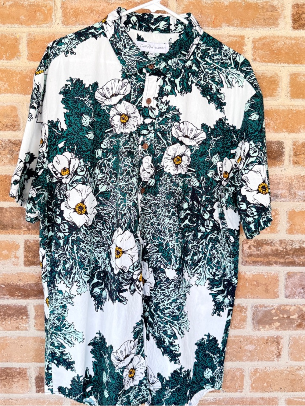 Casual Floral Button-Down Shirt - White & Green
